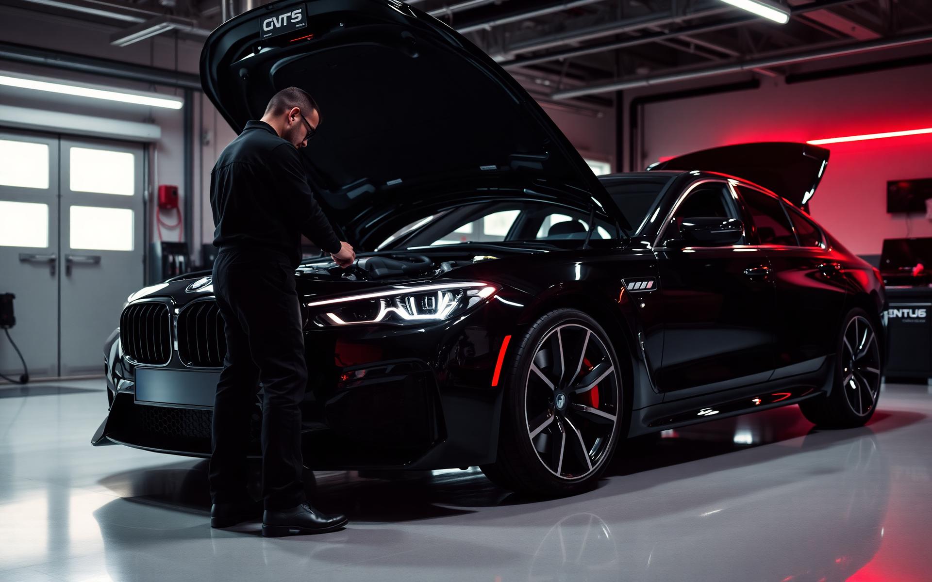 Monteur werkt aan een moderne wagen bij Garage Brugge